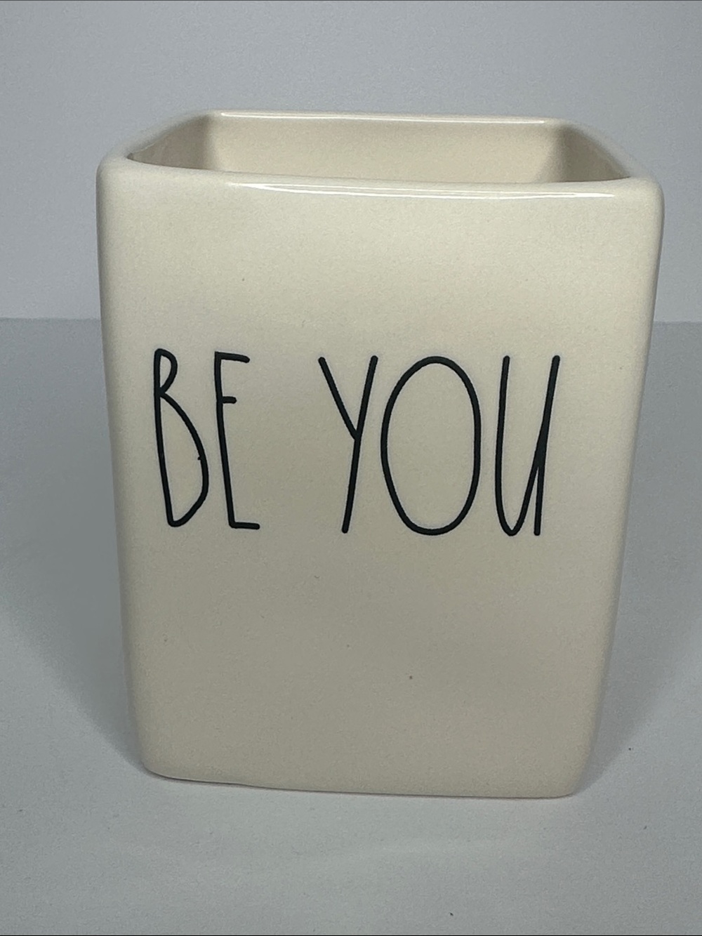 Rae Dunn "BE YOU" Toothbrush Holder - Cream with Black Lettering
